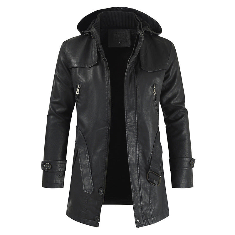 Mid-length Leather Coat