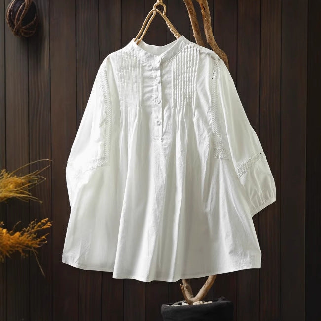 Lace Splicing Cotton Blouse