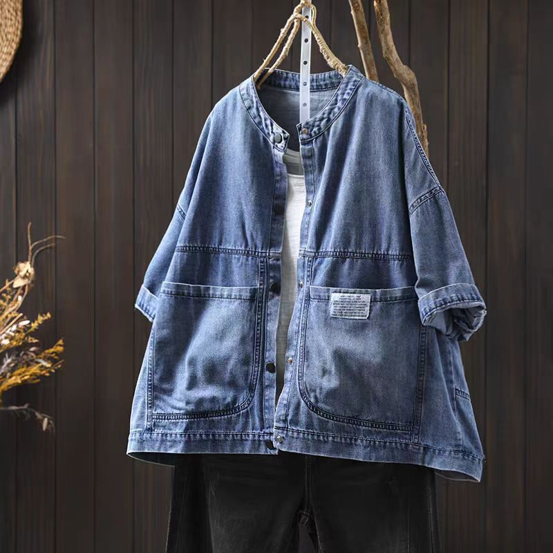 Large Pocket Blue Denim Jacket
