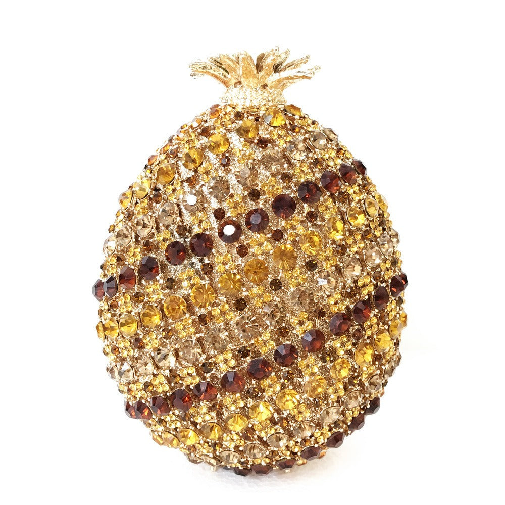 Fruit pineapple shaped crystal bag with diamond inlay
