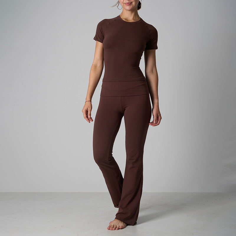 Cotton Yoga Pants with Short Sleeve shirt