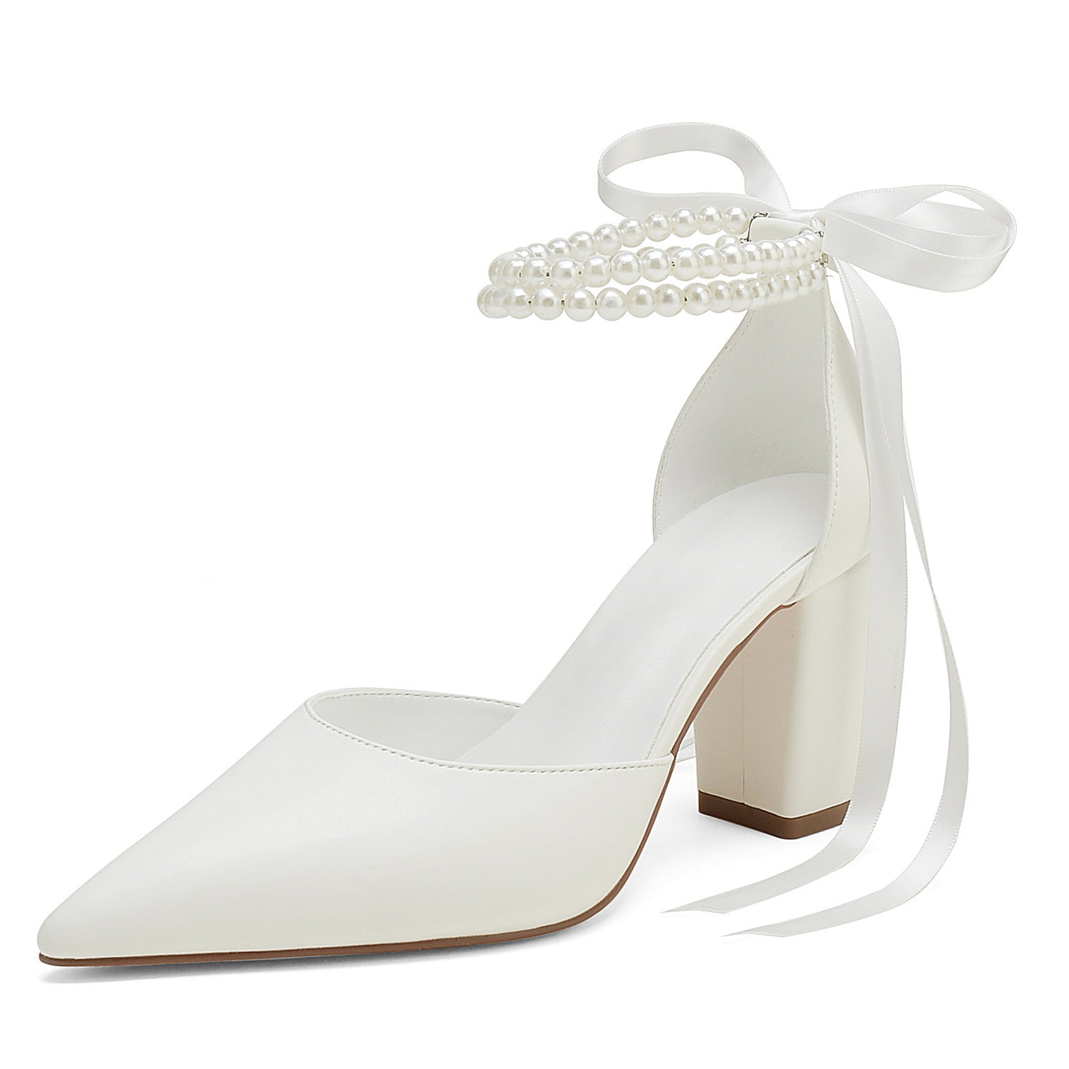 Chunky Heel Pearl Ribbon  Shoes(tm maat 43)!!