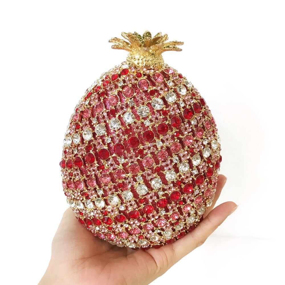 Fruit pineapple shaped crystal bag with diamond inlay