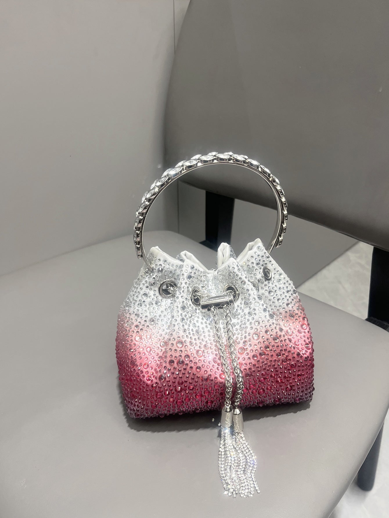 Drawstring Rhinestone Bag Shoulder Crossbody Handbag