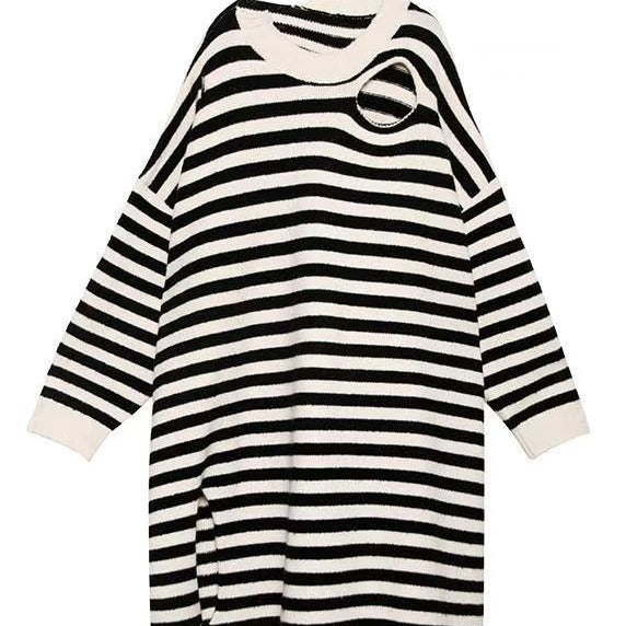 Hollow Striped Dress Sweater