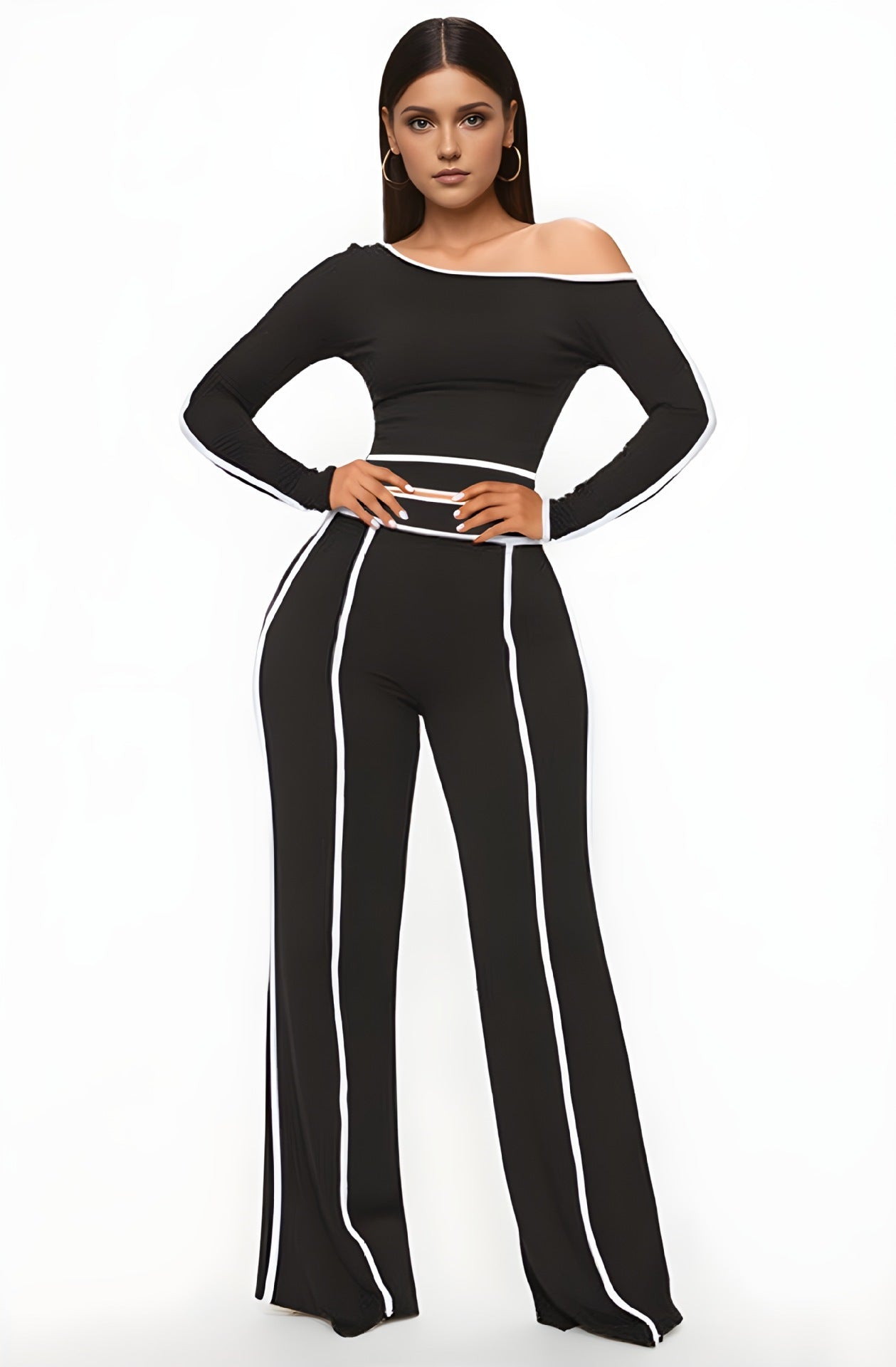 High Waist Trousers Long Sleeve Two-piece Set
