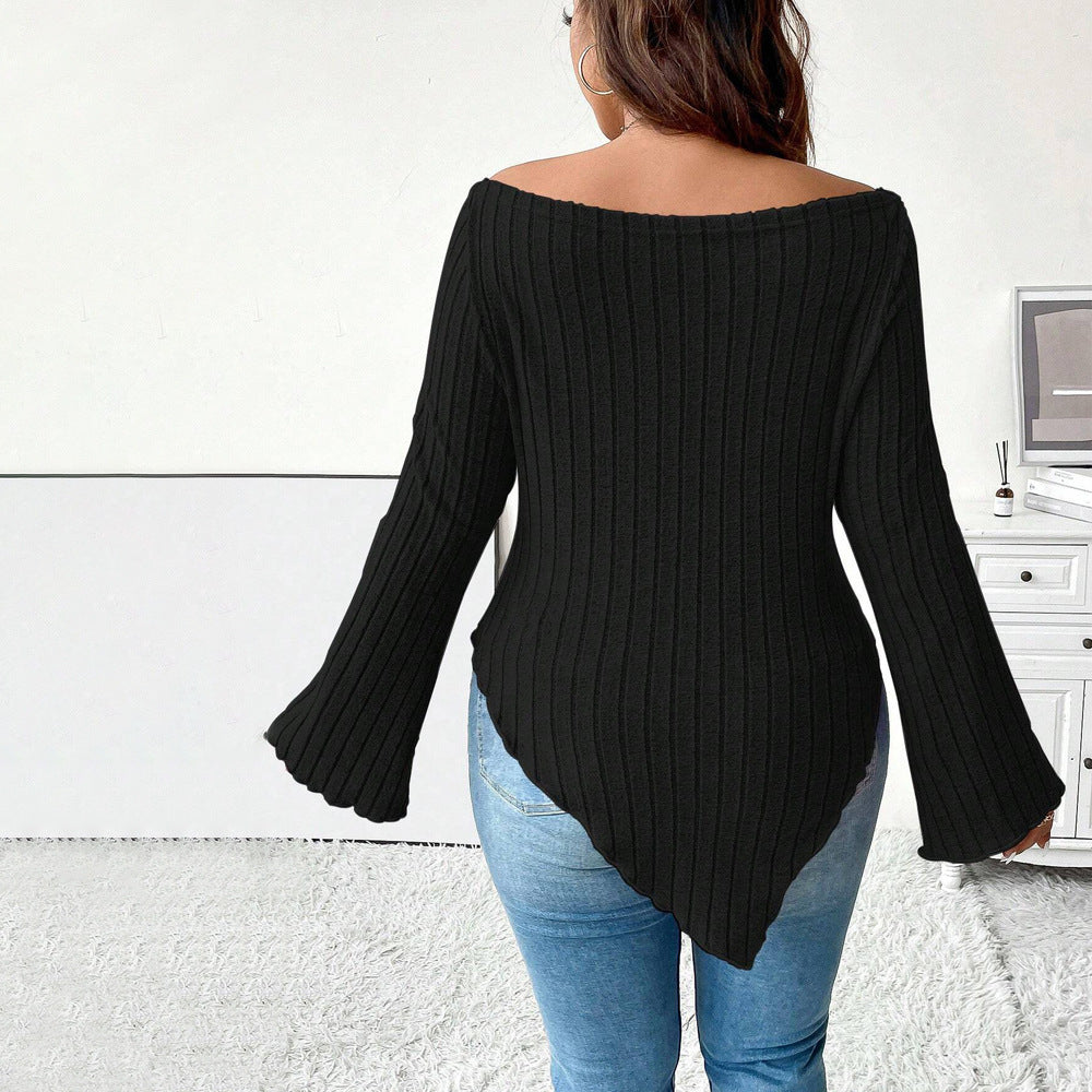 Off-neck Long Sleeve T-shirt