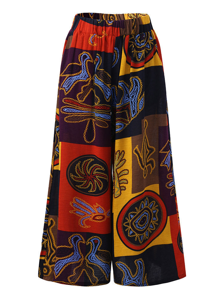 Printed Loose Flared  Trousers