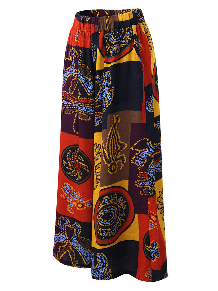 Printed Loose Flared  Trousers