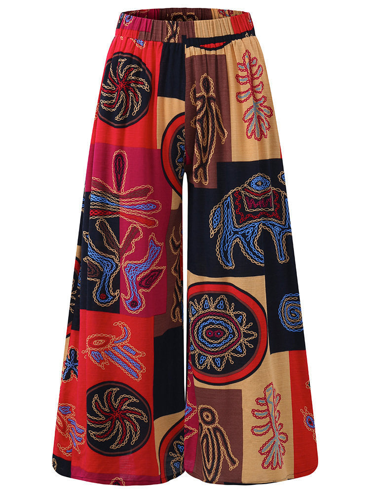 Printed Loose Flared  Trousers