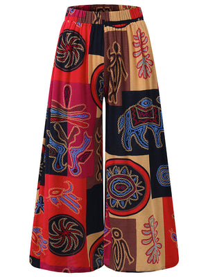 Printed Loose Flared  Trousers