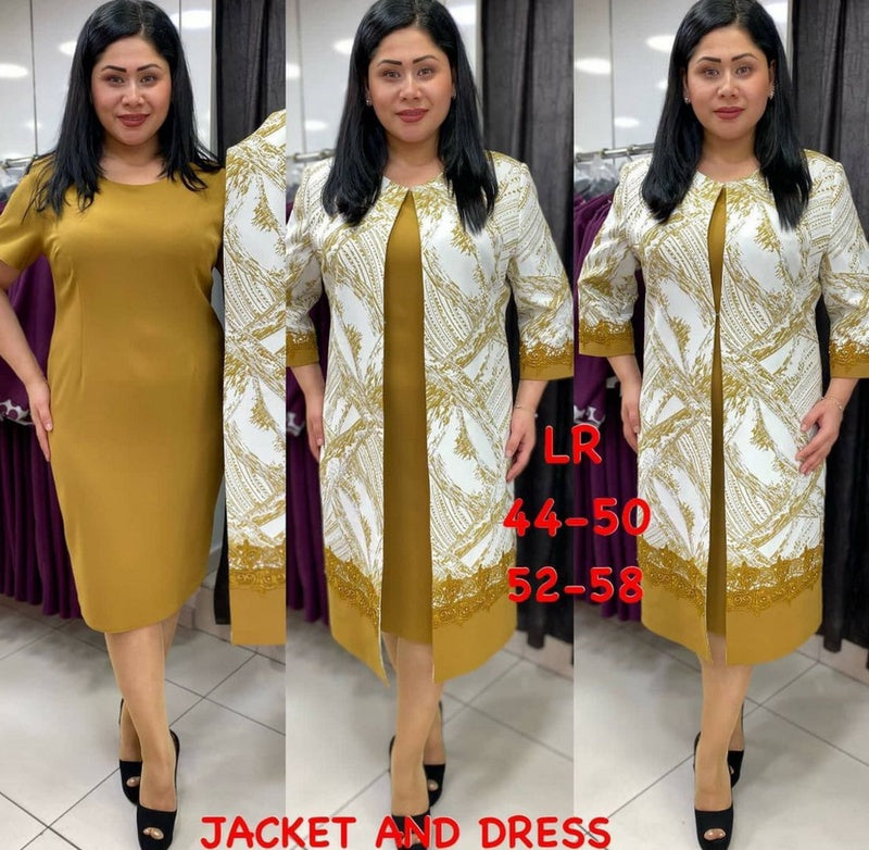 Long Blazer Printed Lace Dress Suit (tm 5XL!!)