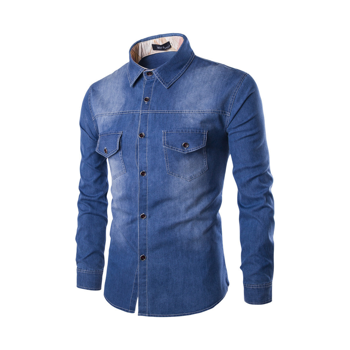 Denim  Slim Long Sleeve Shirt (tm 6XL)!!