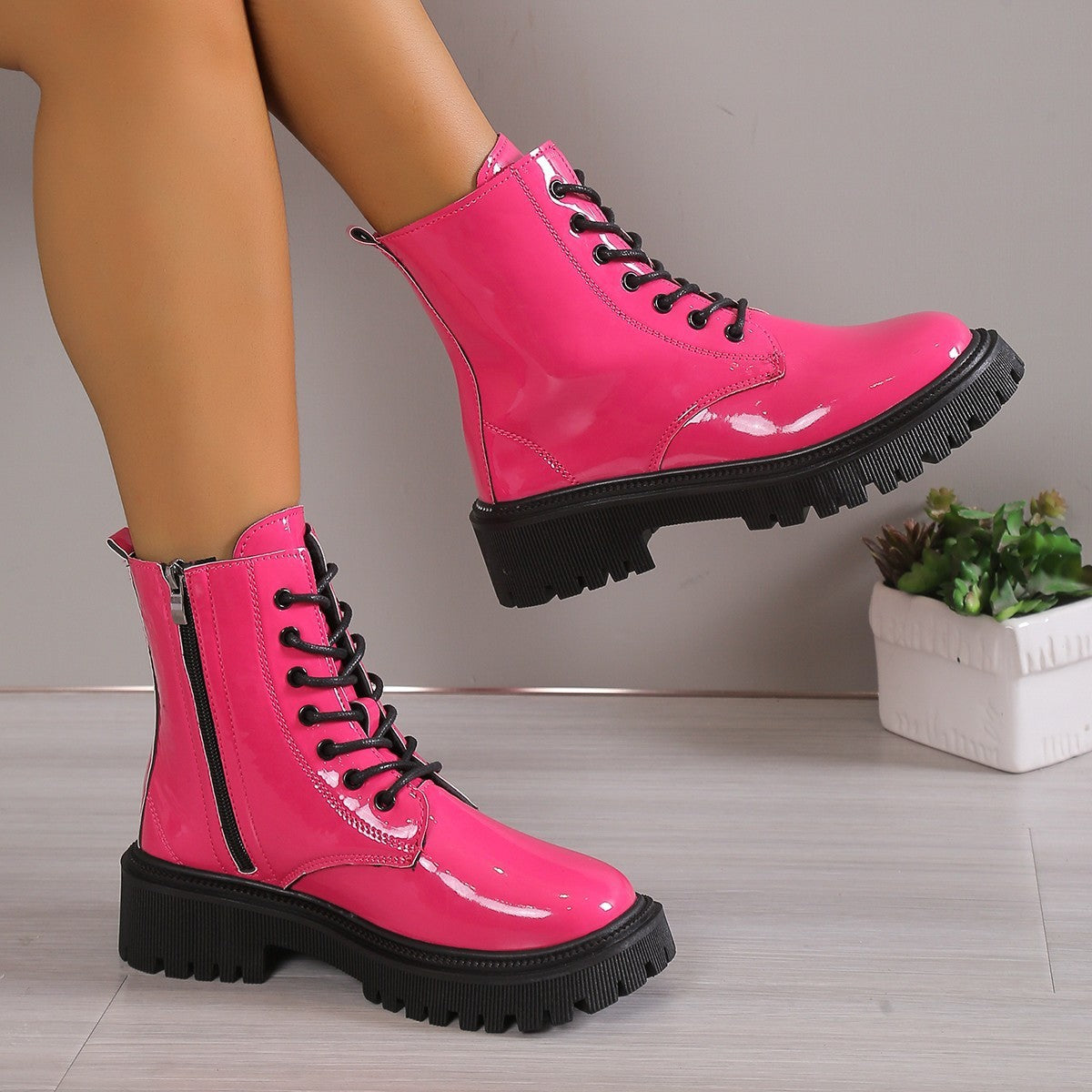 Lace-up Mid-calf Boots