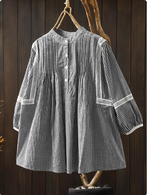 Lace Splicing Cotton Blouse