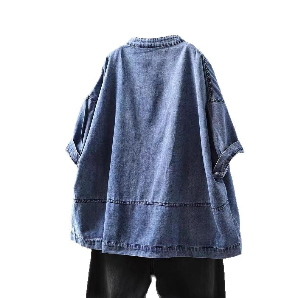 Large Pocket Blue Denim Jacket