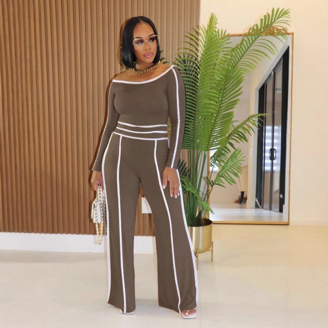 High Waist Trousers Long Sleeve Two-piece Set