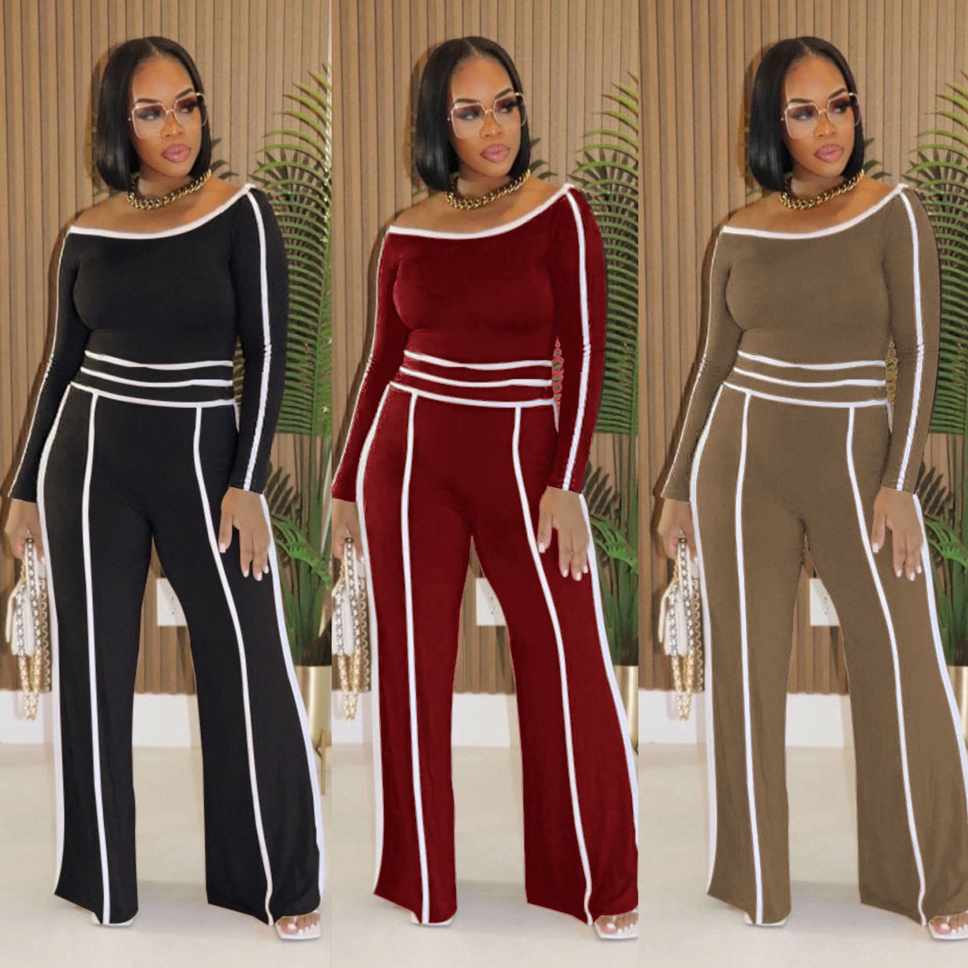 High Waist Trousers Long Sleeve Two-piece Set