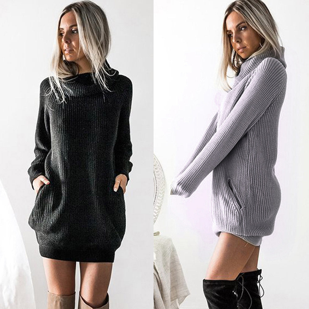 Turtle neck sweater dress