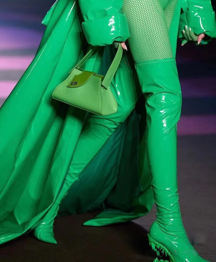 Teeth Shaped Heels, High Heels, Knee Length Boots