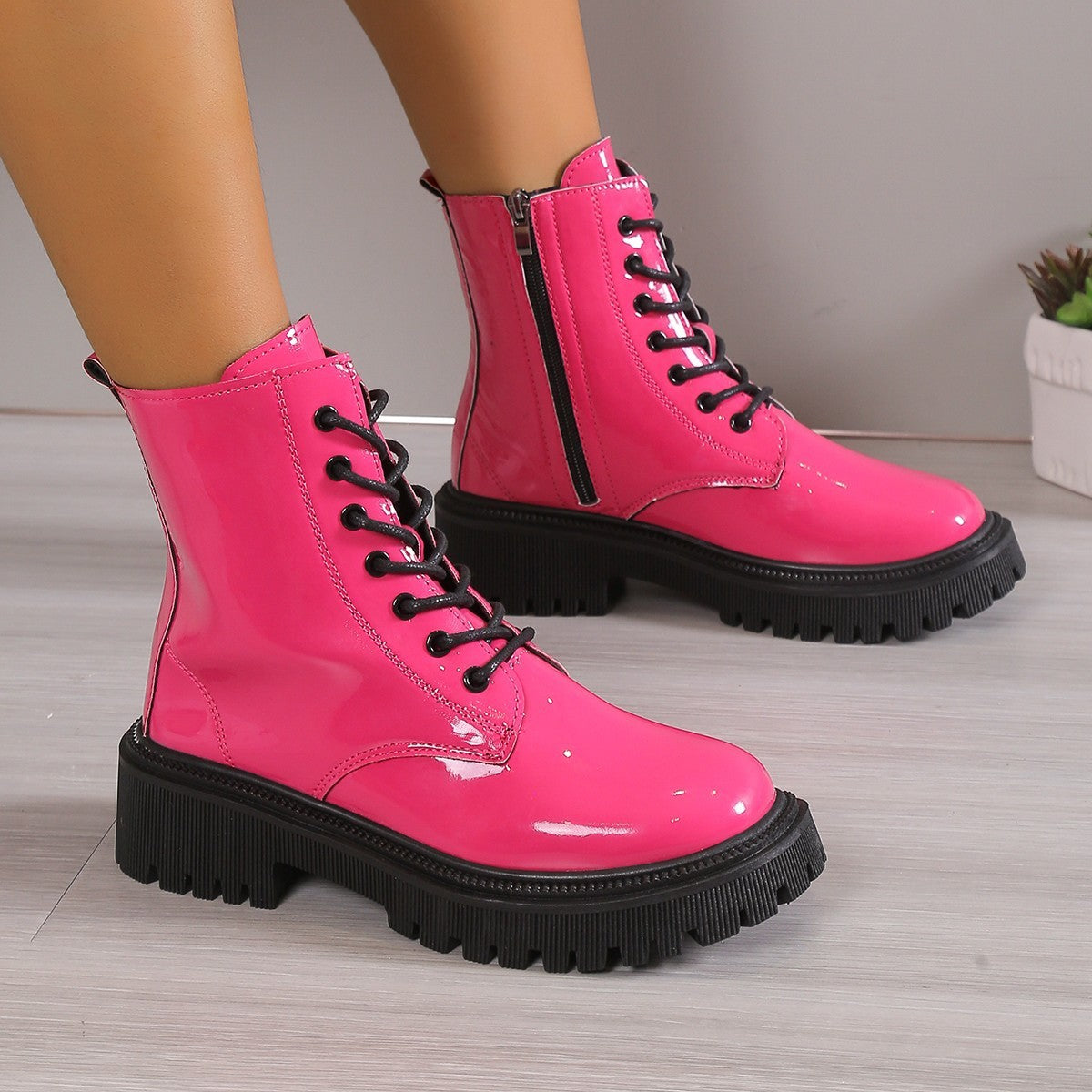 Lace-up Mid-calf Boots