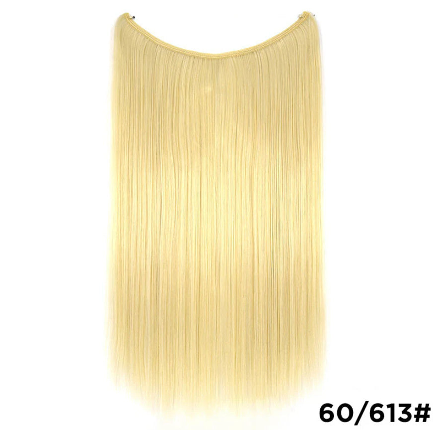 22 inches Invisible Wire No Clips in Hair Extensions (Synthetic)