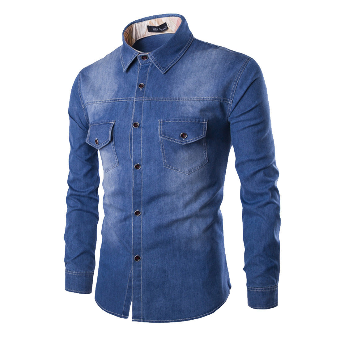 Denim  Slim Long Sleeve Shirt (tm 6XL)!!