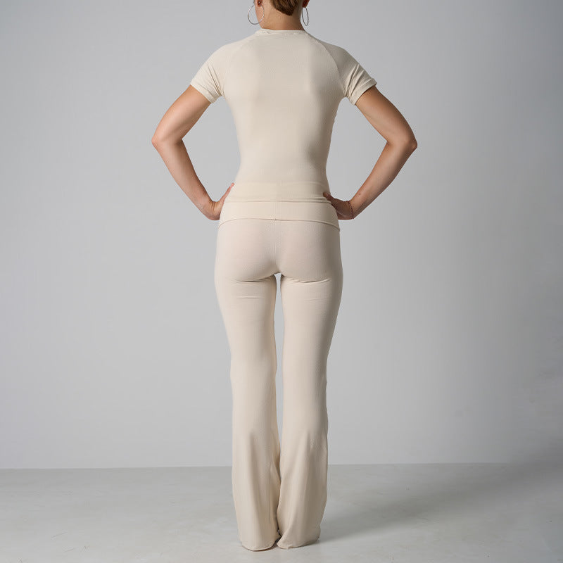 Cotton Yoga Pants with Short Sleeve shirt
