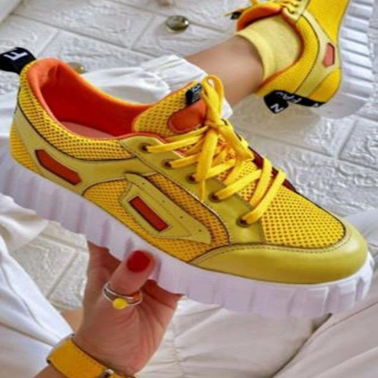 Large Size Lace-up Flat-bottom Breathable Single Shoes Casual Sports Shoes Women
