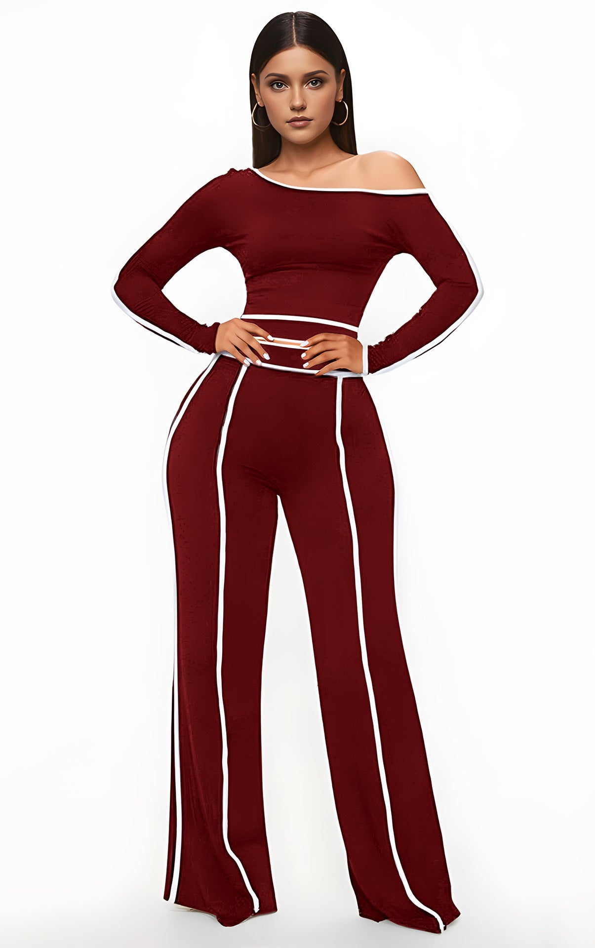 High Waist Trousers Long Sleeve Two-piece Set