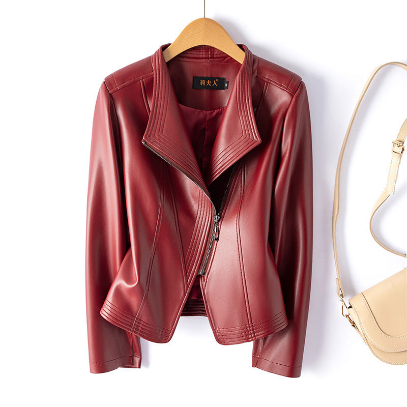 Short Slim Fit Leather Jacket (tm 5XL)!!