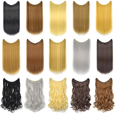 22 inches Invisible Wire No Clips in Hair Extensions (Synthetic)
