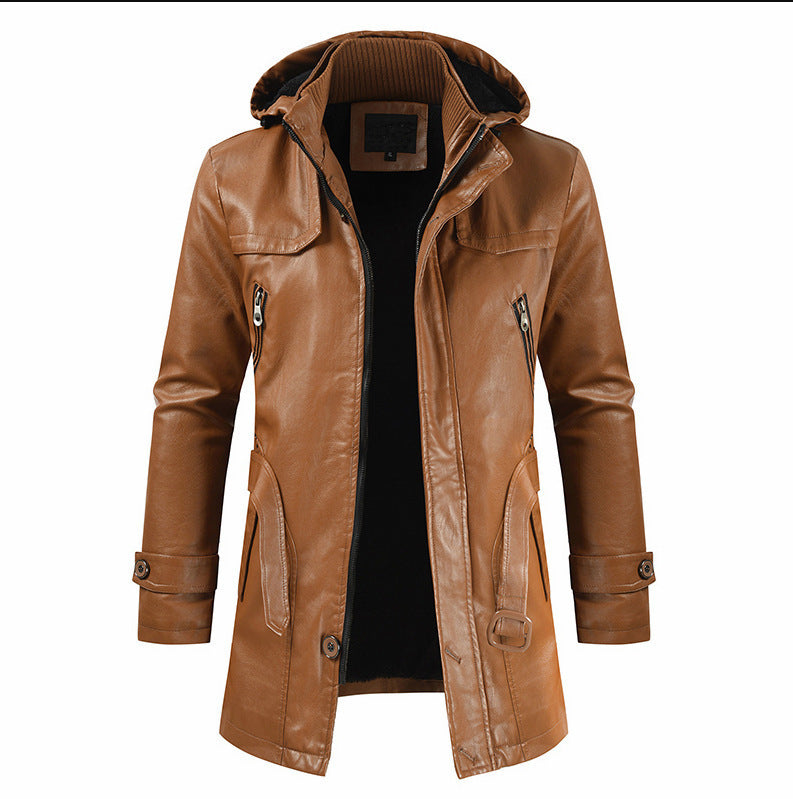 Mid-length Leather Coat