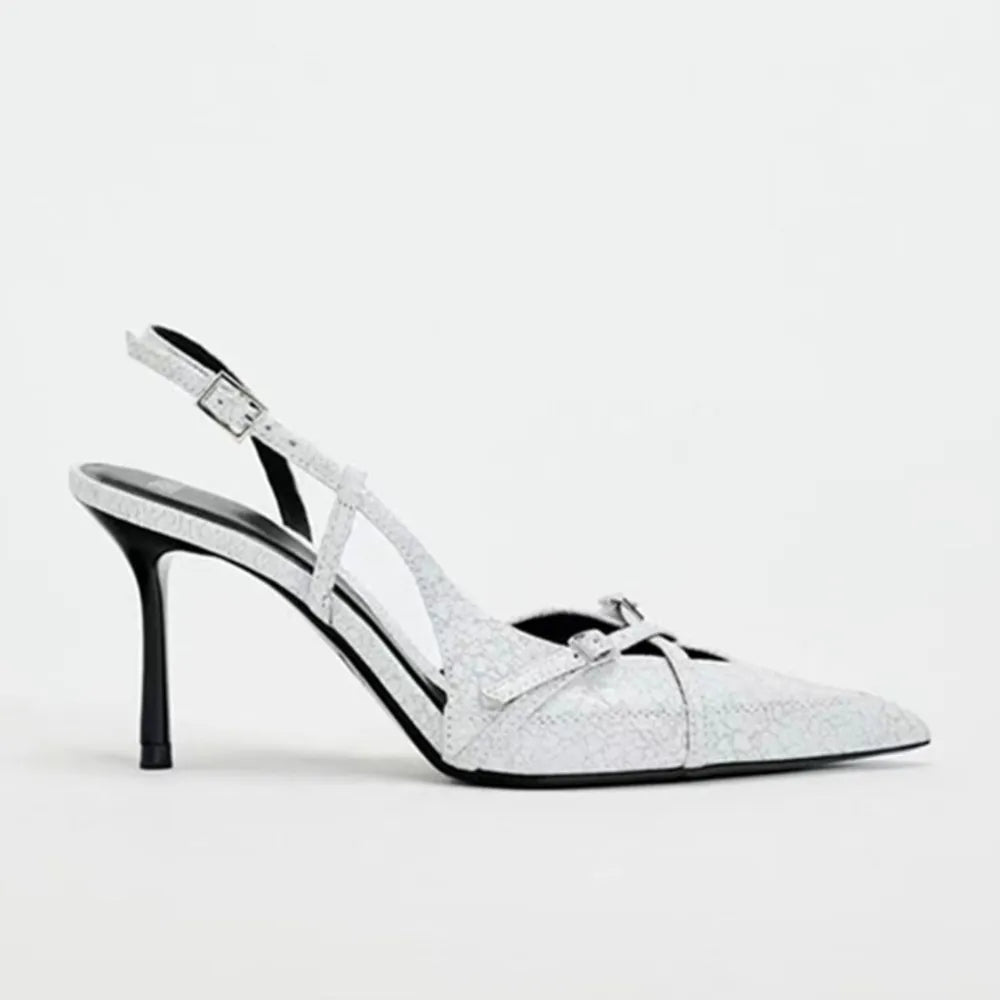 Denim strap high-heeled  sandals