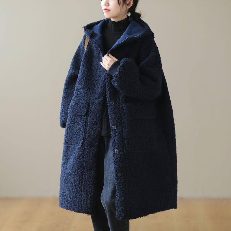 Loose Lamb Wool Hoodie Padded Coat