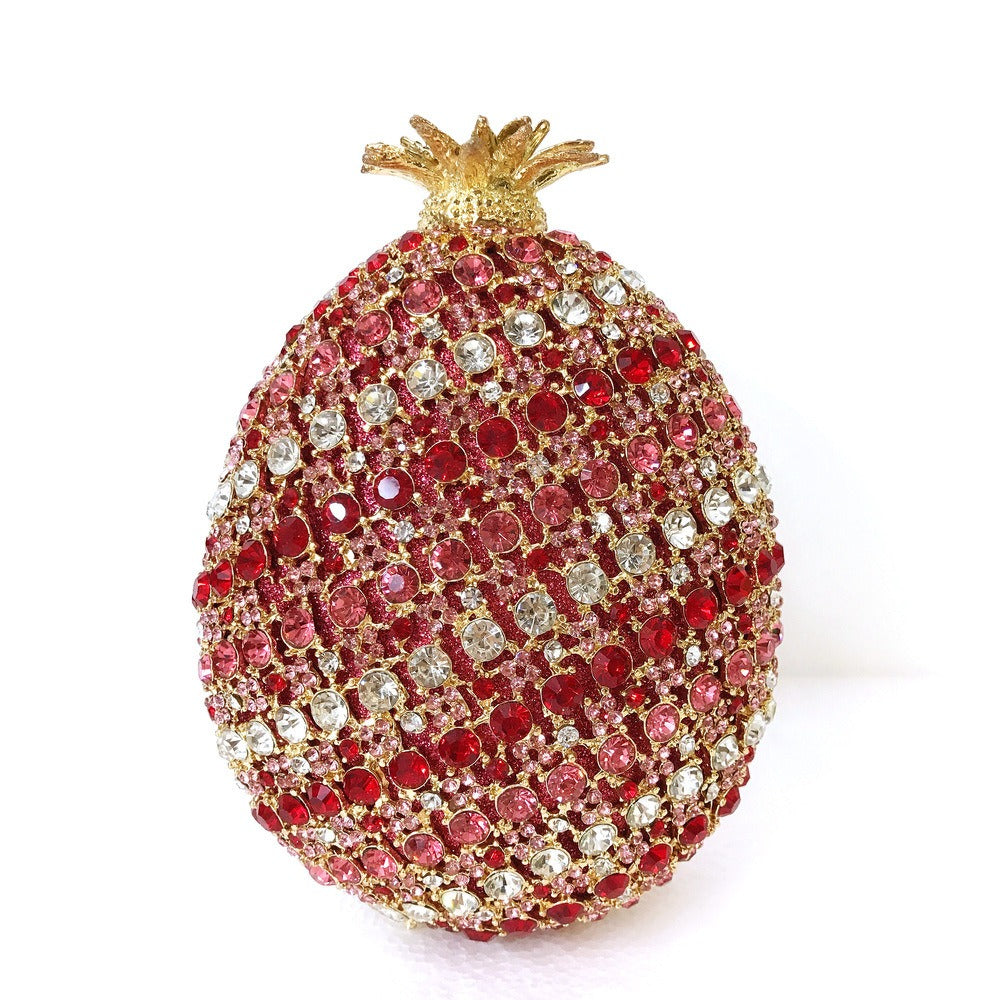 Fruit pineapple shaped crystal bag with diamond inlay
