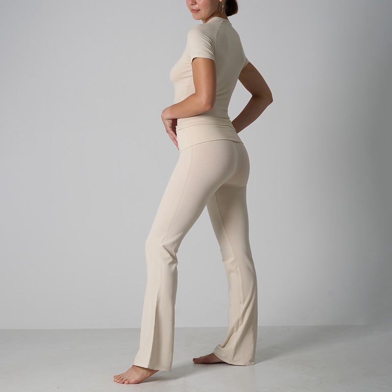 Cotton Yoga Pants with Short Sleeve shirt