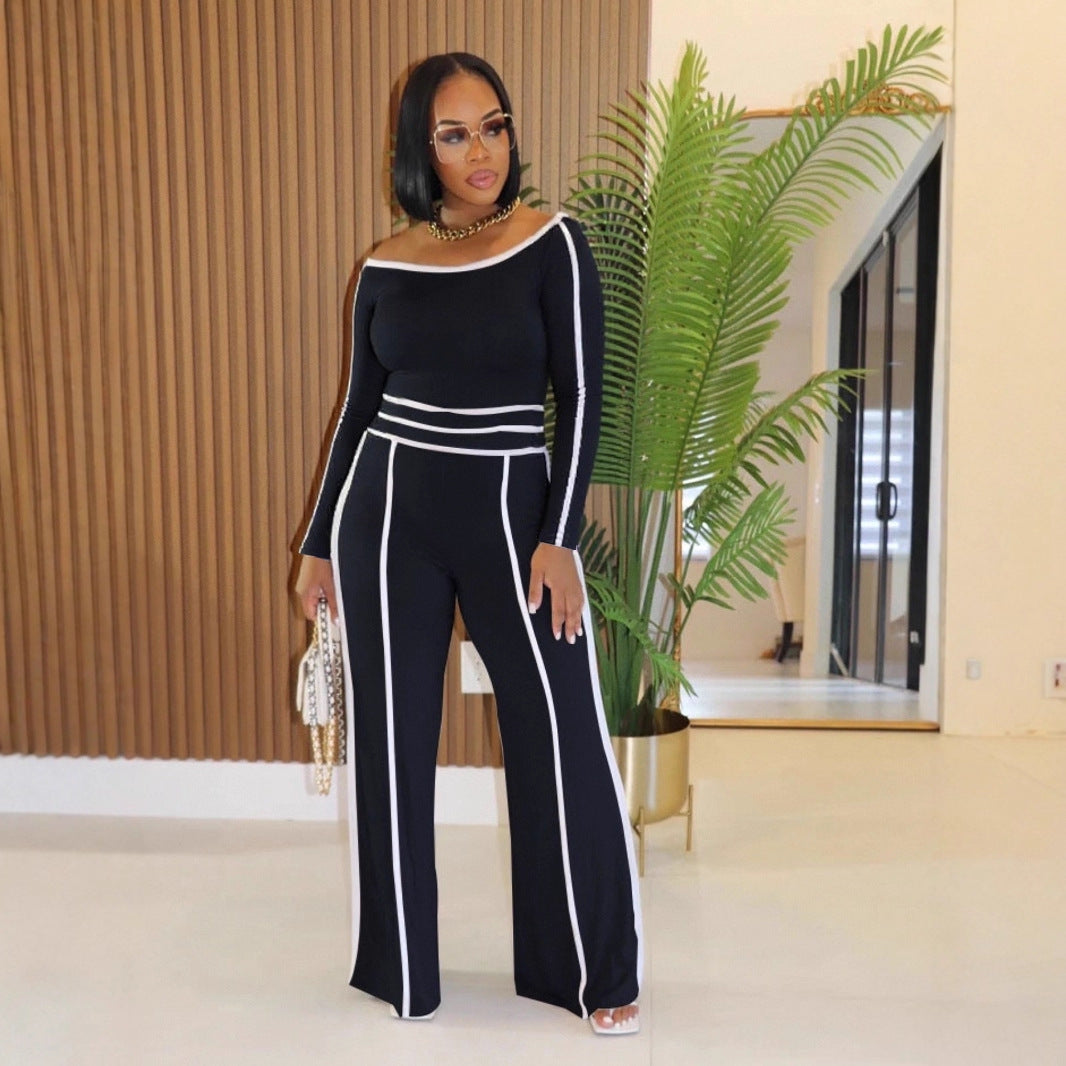 High Waist Trousers Long Sleeve Two-piece Set