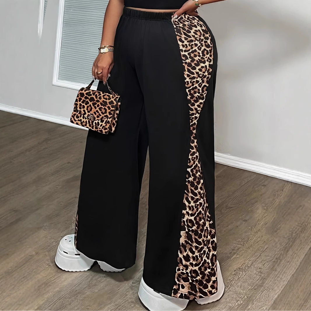 Black Loose Leopard Print Pants