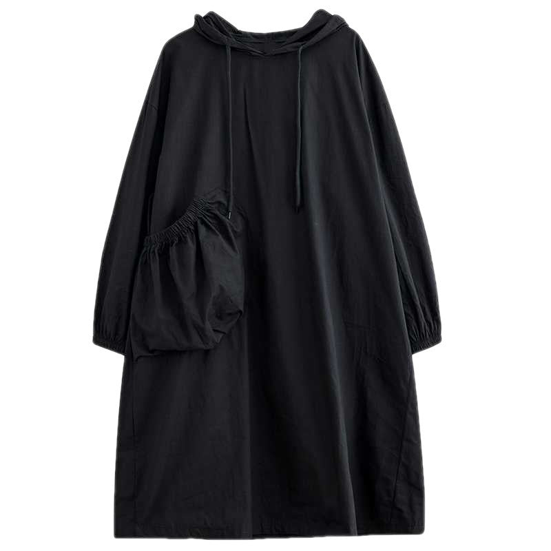 Hooded Pullover (onesize) Loose Pockets L Swing Dress