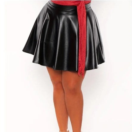 PU Leather Plus Size Skirt