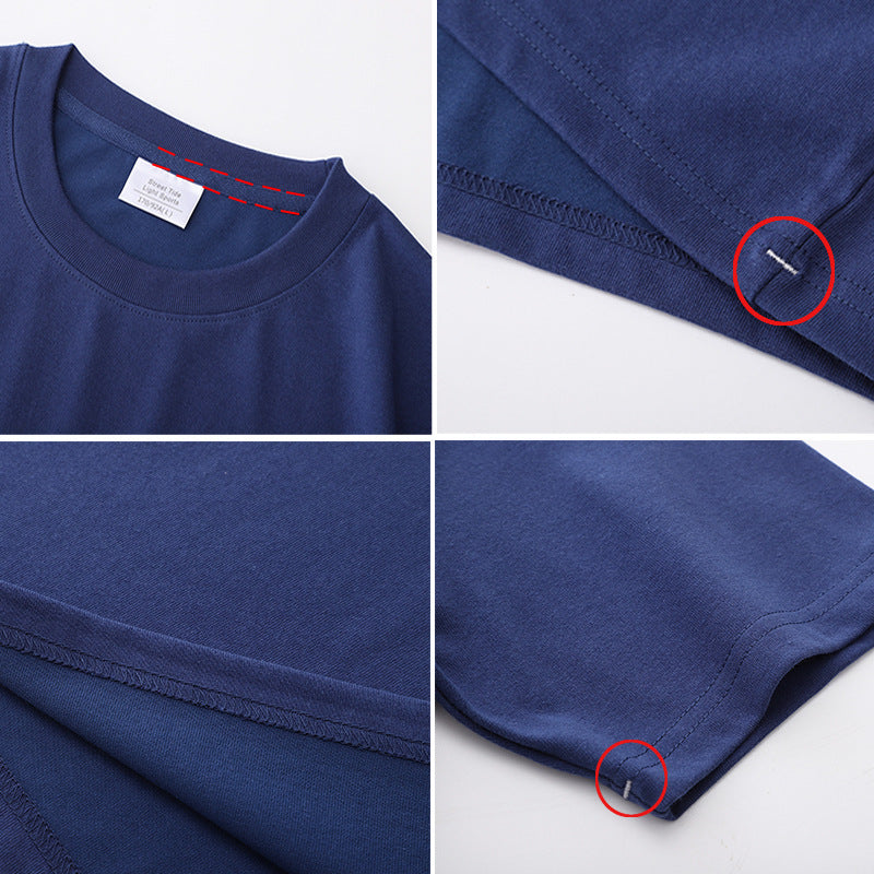 Cotton T-shirt Round Neck Thickened