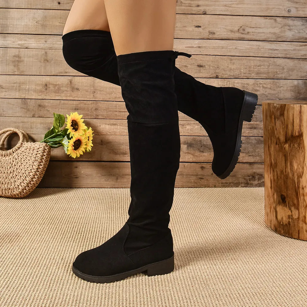 Suede Low Heel Boots