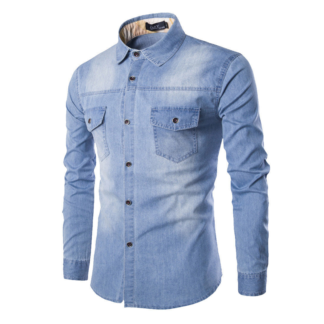 Denim  Slim Long Sleeve Shirt (tm 6XL)!!