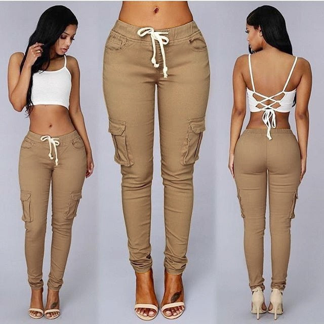 Women's Multi-Pocket Drawstring Pants (tm 4XL)