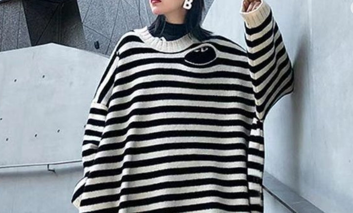 Hollow Striped Dress Sweater