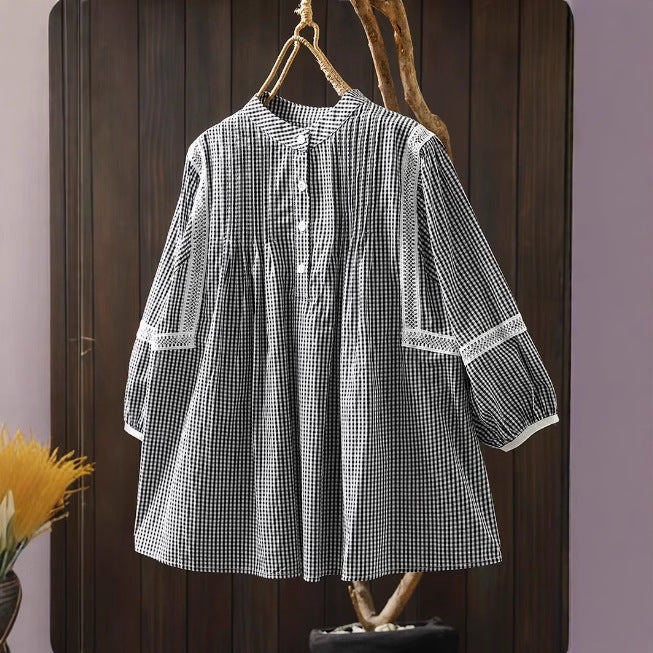 Lace Splicing Cotton Blouse