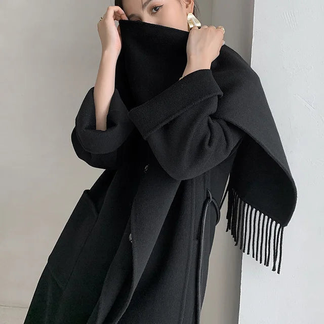 Woolen Coat Tassel Scarf