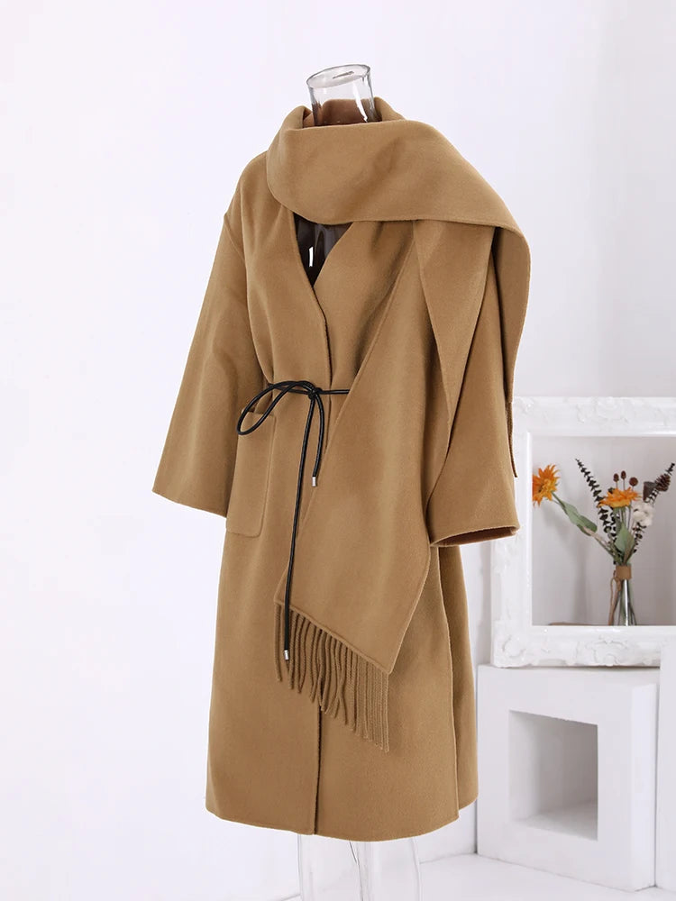 Woolen Coat Tassel Scarf