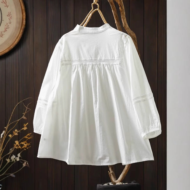 Lace Splicing Cotton Blouse